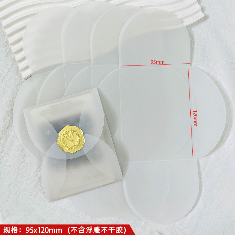 半透明玻璃紙信封，附金色封口 (MOQ=20)