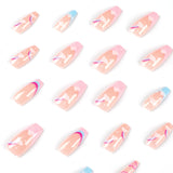 Pressione em Rainbow Cloud Multicolor French Edge Love Pressione em unhas Atacado Unhas Removíveis ｜ 365nails