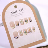 3D flower short almond press-on nails