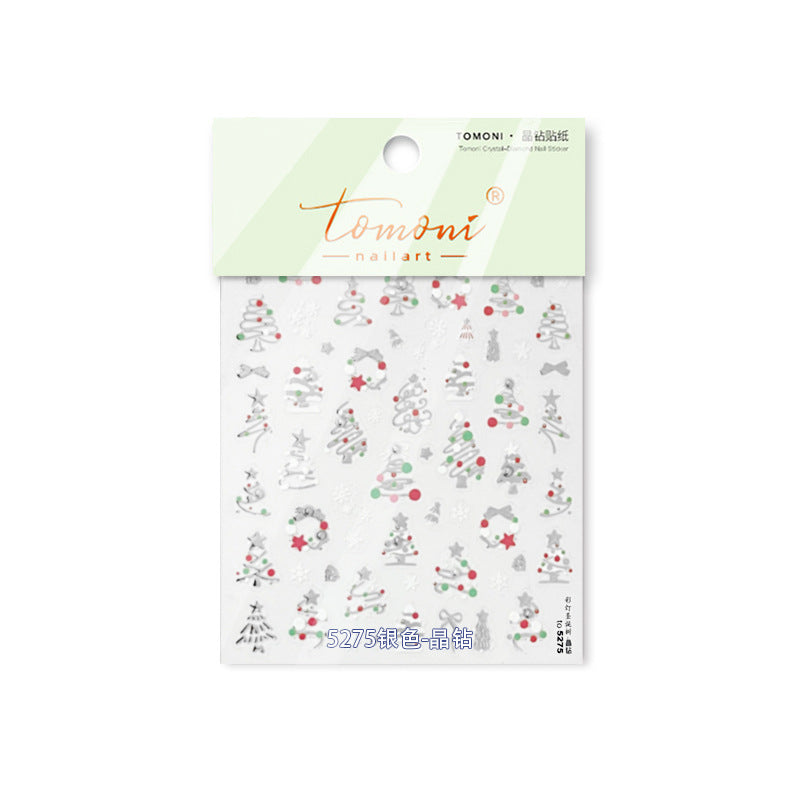 Cute Christmas Bear & Festive Doodle: "Merry Beary Christmas" – 5D Embossed Nail Sticker