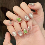 Snowy Christmas Cat‑Eye Press‑On Nails – Crystal Snowflake Tree Design