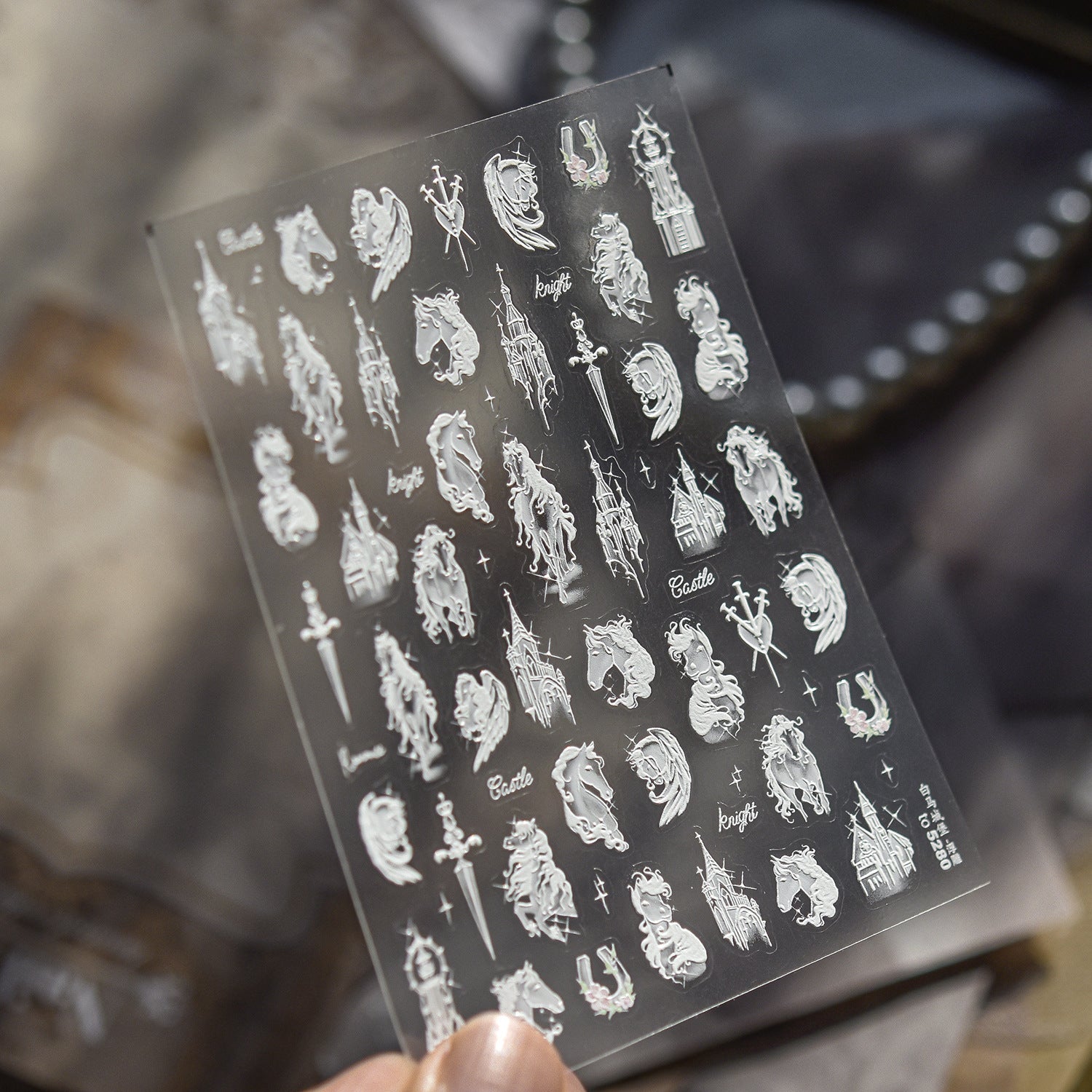 Vintage Horse Portrait Collection: "Baroque Equestrian" – 3D Embossed Nail Sticker