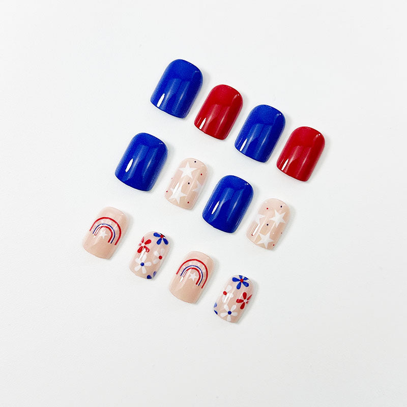 365nails: "All-Star Gingham" – Mix & Match Plaid Star Printed Oval Nails
