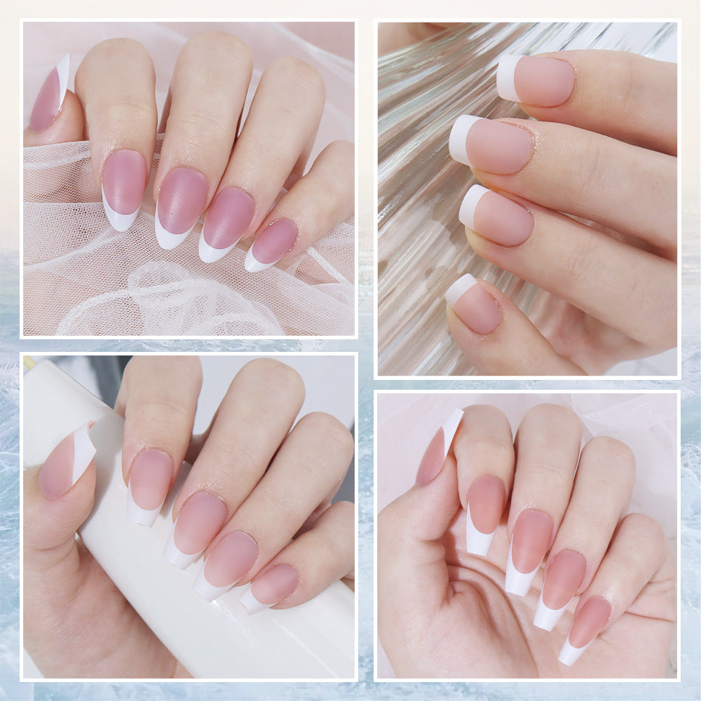 Nail Tips New  French press on nails 240 pieces boxed fake nail manicure work in progress matte full sticker French nail piece