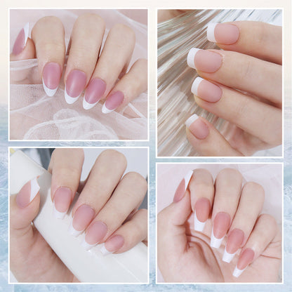 Nail Tips New  French press on nails 240 pieces boxed fake nail manicure work in progress matte full sticker French nail piece
