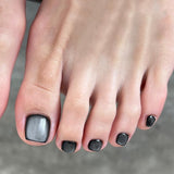 Foot manicure  black solid color cat eye foot nail  explosion  press on nails｜365nails