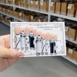 Black White Floral Extra Long Coffin Press On Nails