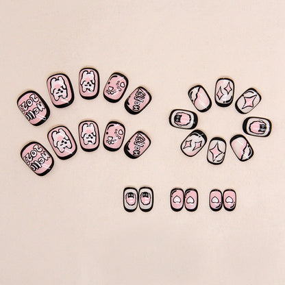 Pink cute rabbit Press-on toenailsprints love cute playful childlike  fake nails children's wear armor｜365nails