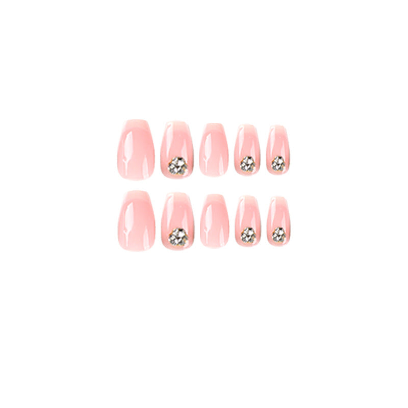 穿戴甲 粉色漸變堆鑽 甲貼 可移除 成品 批發｜365nails