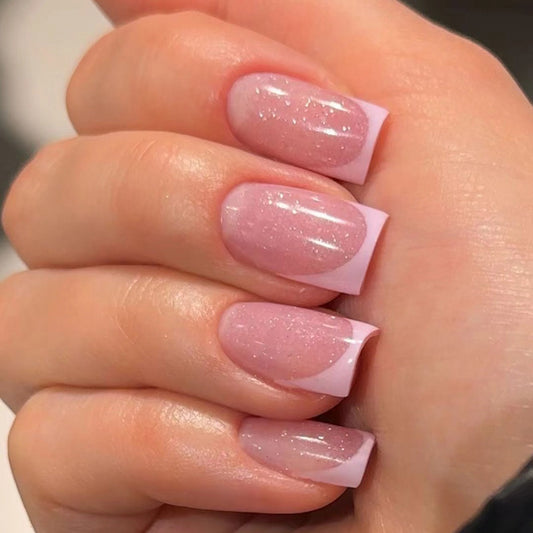 Almofadas de unha curtas retangulares tipo A, atacado, arte de unha francesa simples rosa, almofadas de unha vestíveis mais vendidas｜365nails