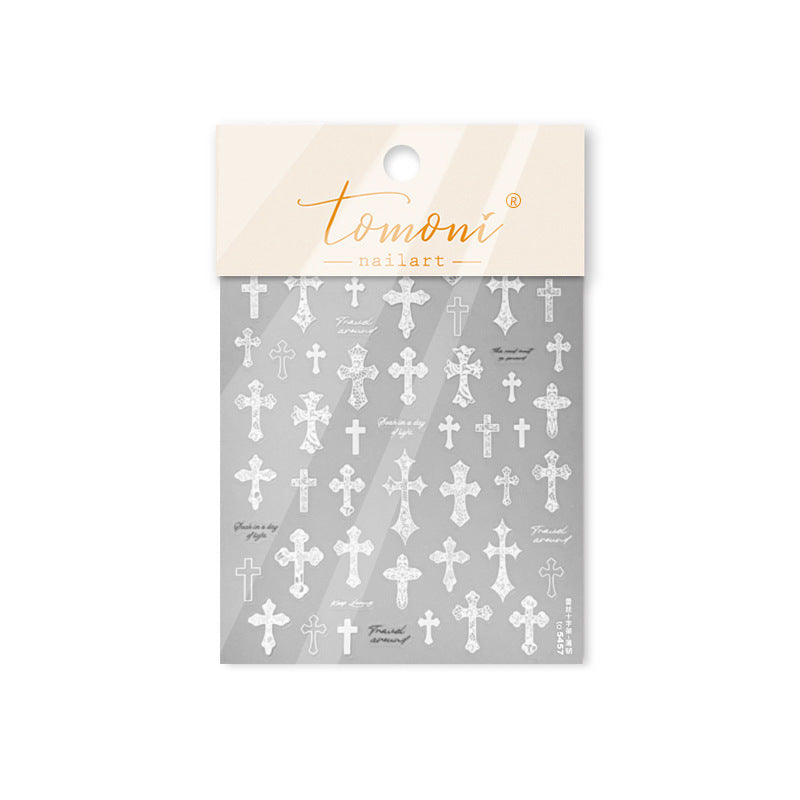 Gothic Cross Collection: "Sacred Cross" – 3D Embossed Nail Sticker