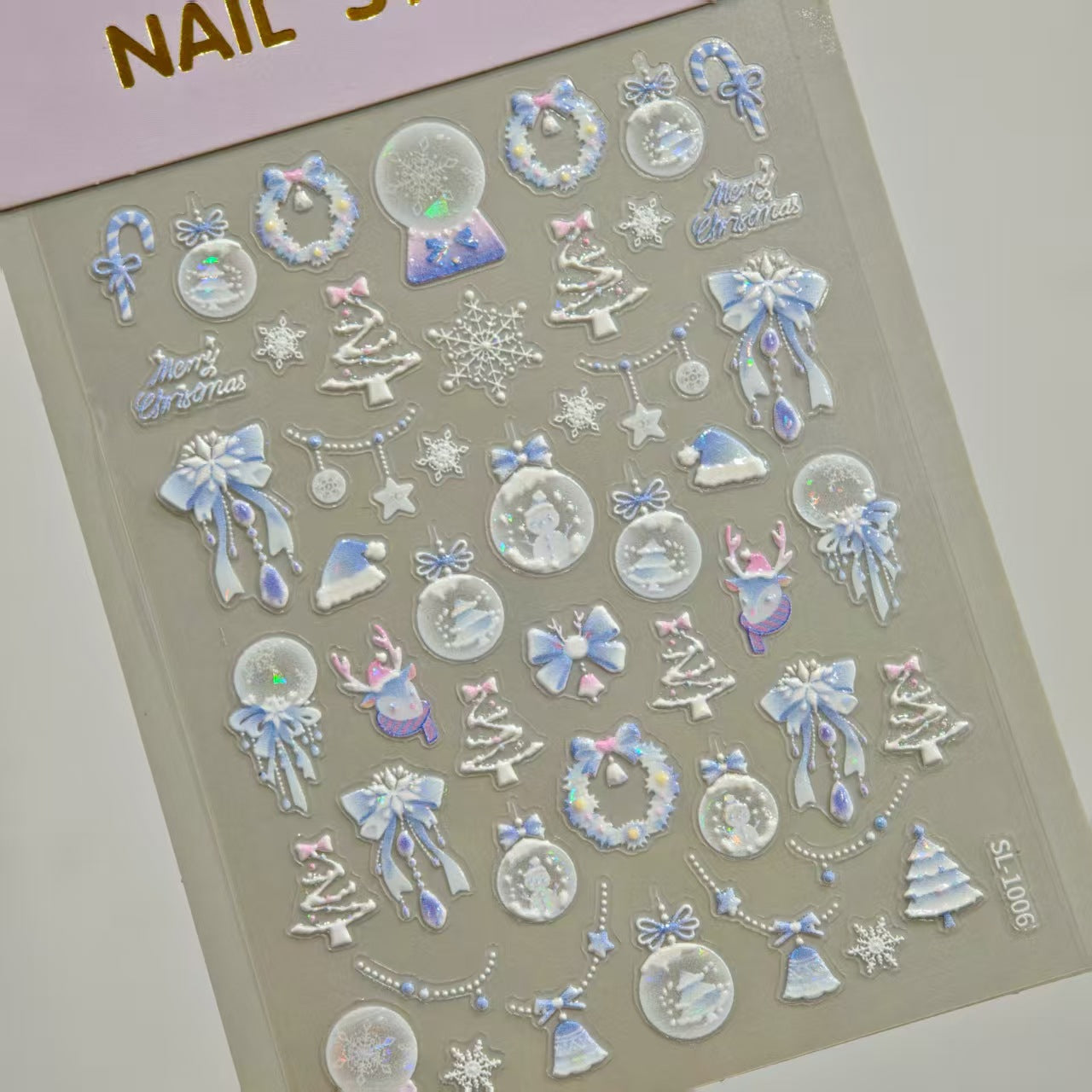 Fireworks Christmas Ball Nail Art Sticker 5D Embossed Three-dimensional Shell Light Christmas Fireworks Nail Sticker Ornament SL