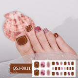 Semi-Cured Gel Nail Strips 3D Floral Glossy Toe Design (MOQ=3)