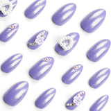Gypsy purple almond press on nails pearl love nail piece white flower camellia nail piece fake nail wholesale｜365nails