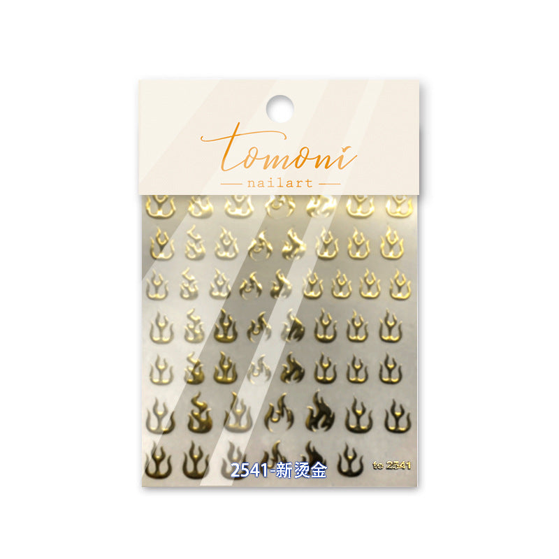 Gold Foil Flames – Punk Metallic Nail Art Set