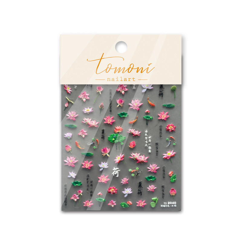 Watercolor Lotus Pond – Chinese Style Floral Nail Art Set