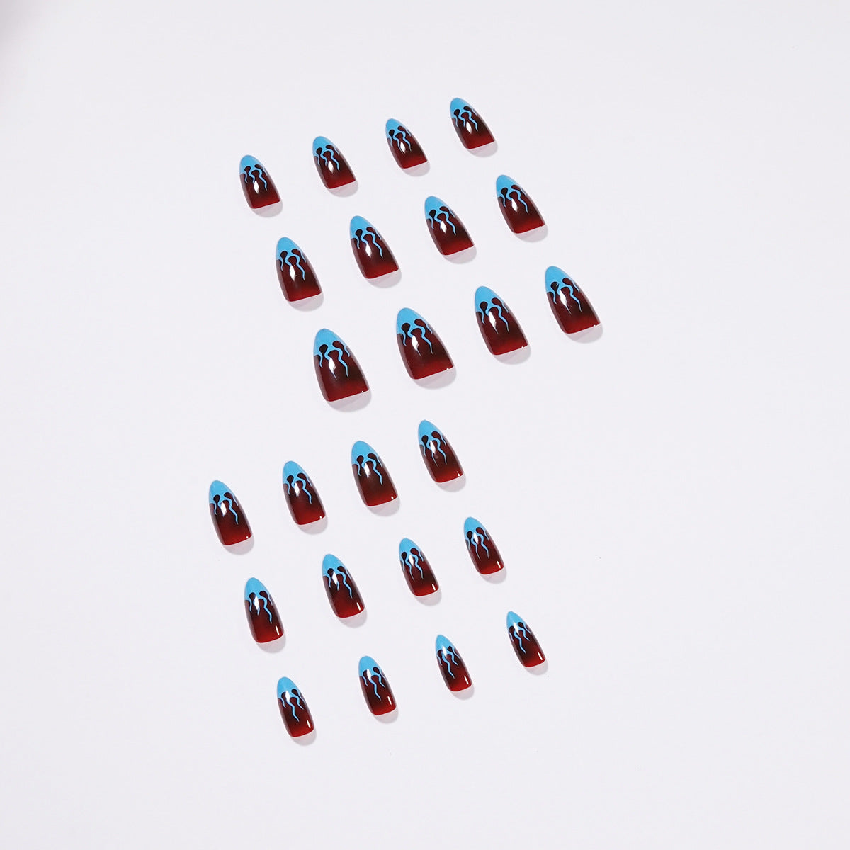 Patch de unha de outono e inverno French Wear Patch de unha âmbar Patch de unha de chama Patch de unha Produto finalizado, removível｜365 unhas