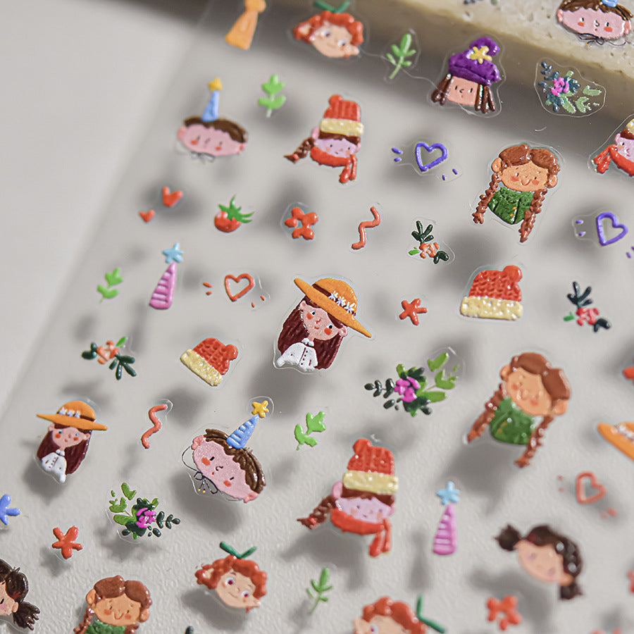 365nails: 만화풍 미니 초상화 네일 아트 스티커