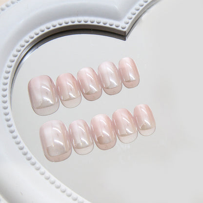Pontas de unha pré-fabricadas, unhas de pressão, rosa claro, espelho removível, luz perseguindo, olho de gato, pedaço de unha curta, remendo de unha T ｜365nails