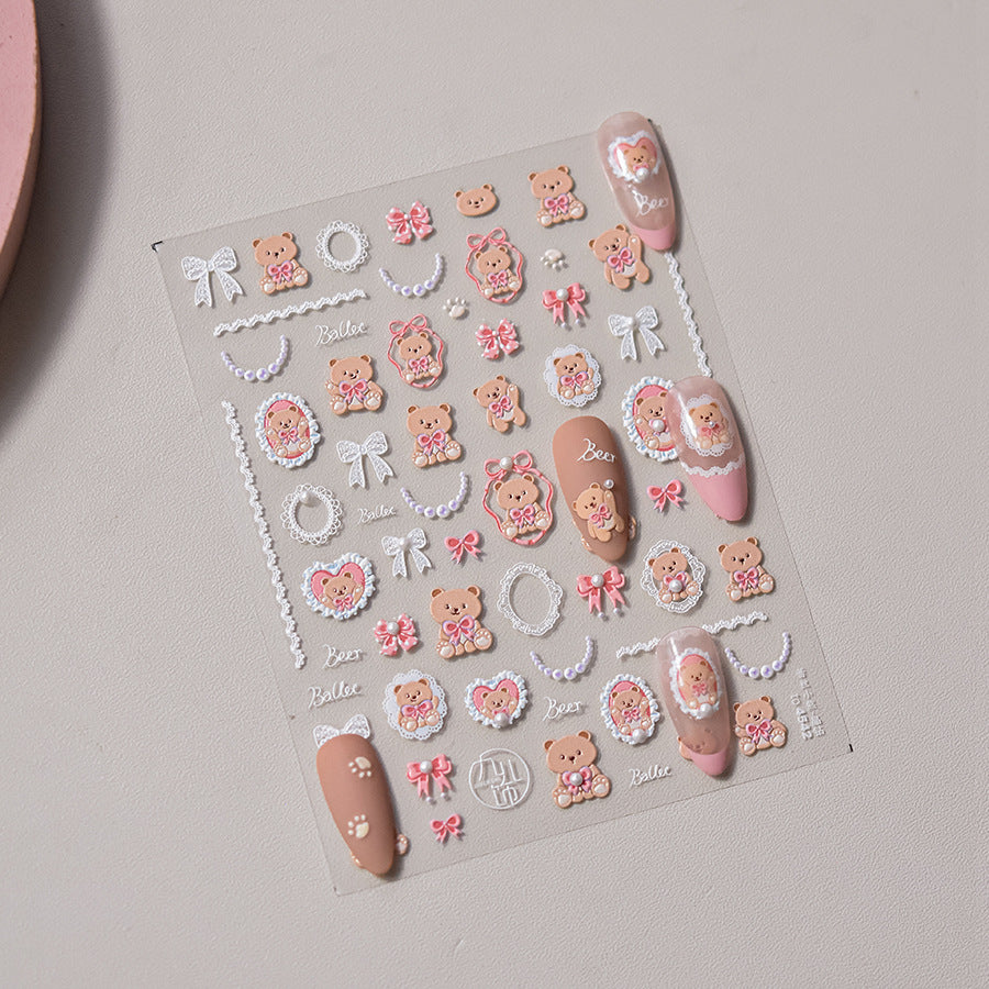 365nails: "Crystal Teddy Bear & Bow" – Nail Art Stickers