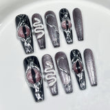 Handmade Press-on Nails Medusa's Eye Glitter Color Creative Personality Spice Girl Fine Dog Nail Art｜365nails