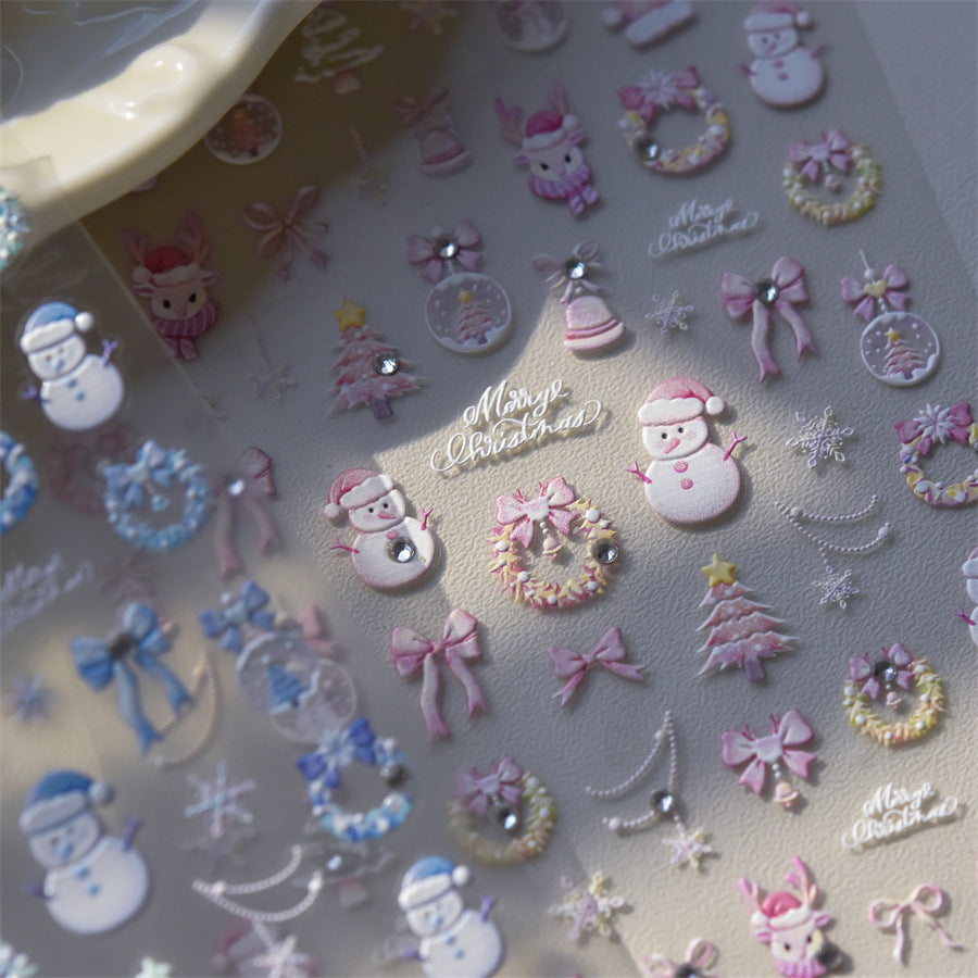 365nails：粉色聖誕水晶 — 美甲貼紙