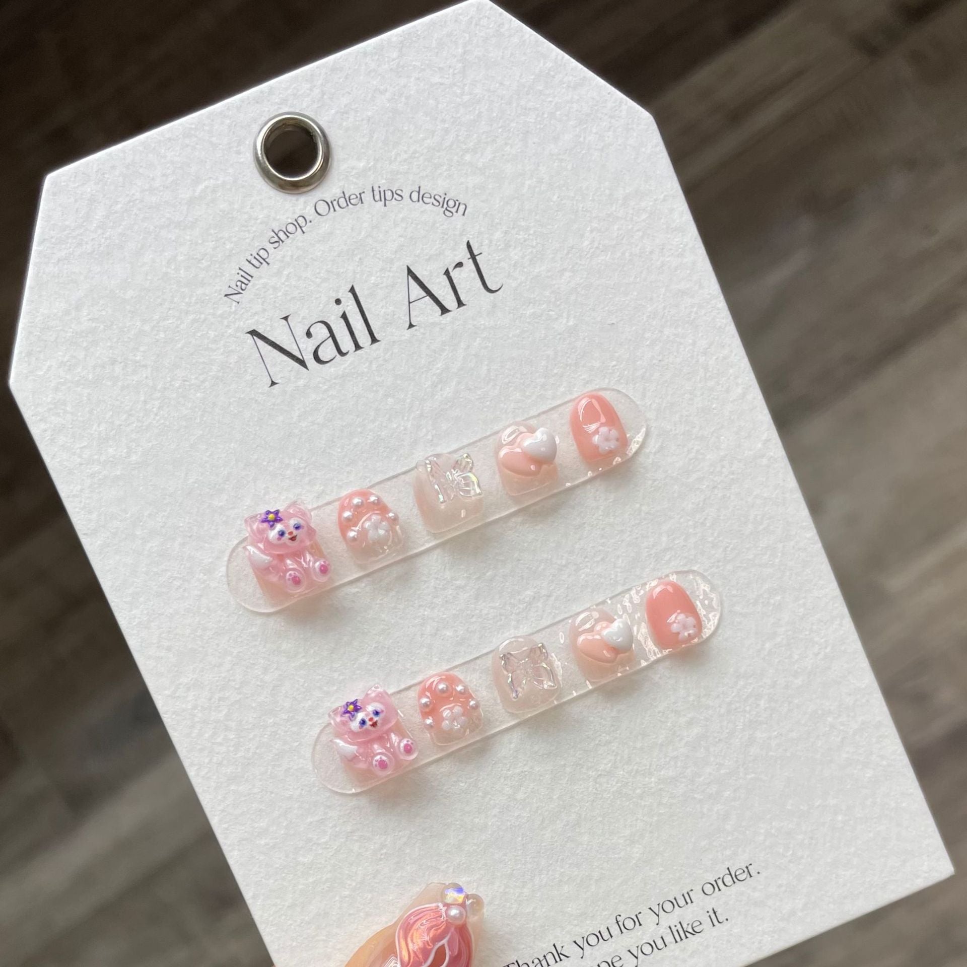 365nails-LinaBell 兒童系列：「可愛粉紅狐狸」短款方形兒童穿戴甲
