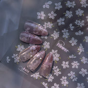 Dainty White Blossom: "Elegant Small Flower" – 5D Embossed Nail Sticker