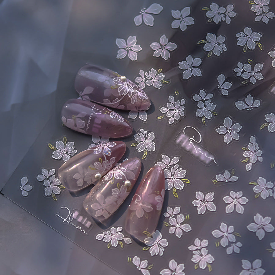 Lavender Cherry Blossom: "Twilight Sakura Dream" – 5D Embossed Nail Sticker