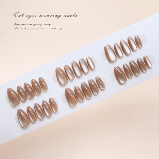 Nail Tips  prefabricated nail ice transparent coffee color clean and simple solid color cat eye  nail art tablets 30 pieces｜365nails