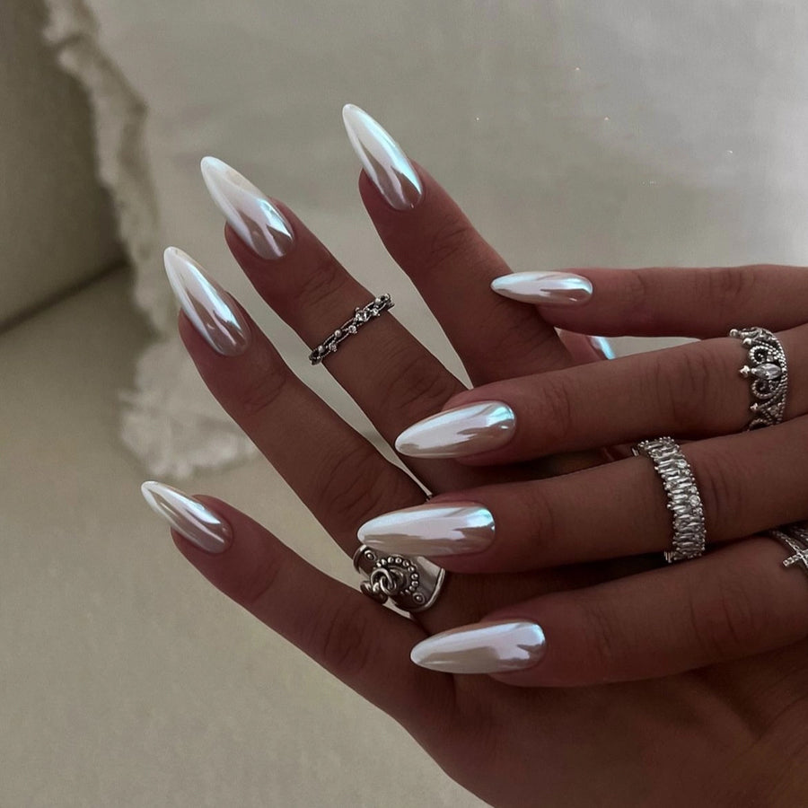 Nouveau produit simple: ongle à porter verni, faux ongle uni amande court, pièce d'ongle à porter｜365nails