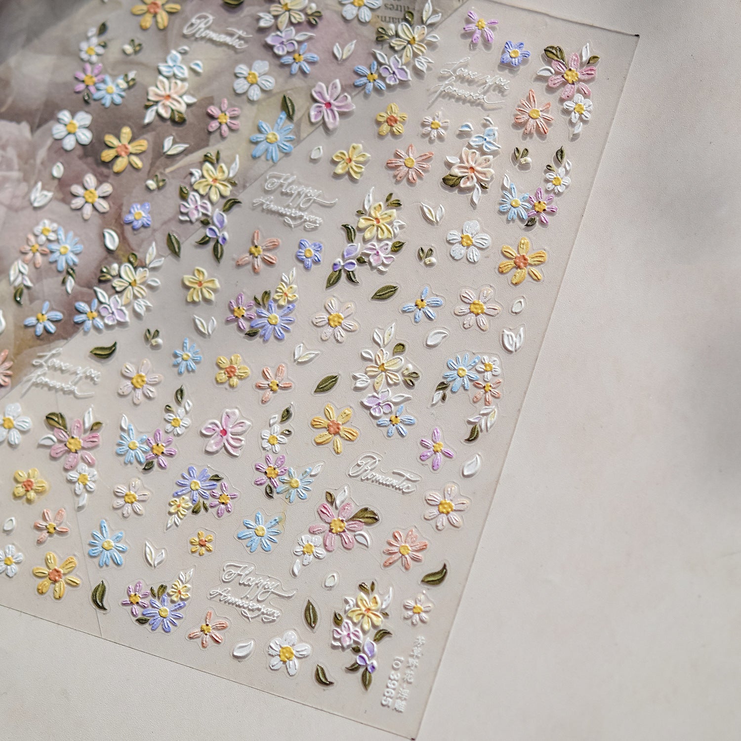 Pastel Wildflower Emboss – Fresh Romantic Nail Art Stickers