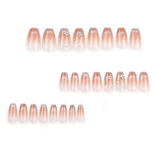 French flash diamond manicure gradual change whitening press on nails nail patch simple detachable repeated nail patch wholesale｜365nails