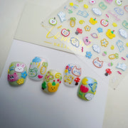365nails: "Retro Smile Face Rainbow Heart" –Nail Art Stickers