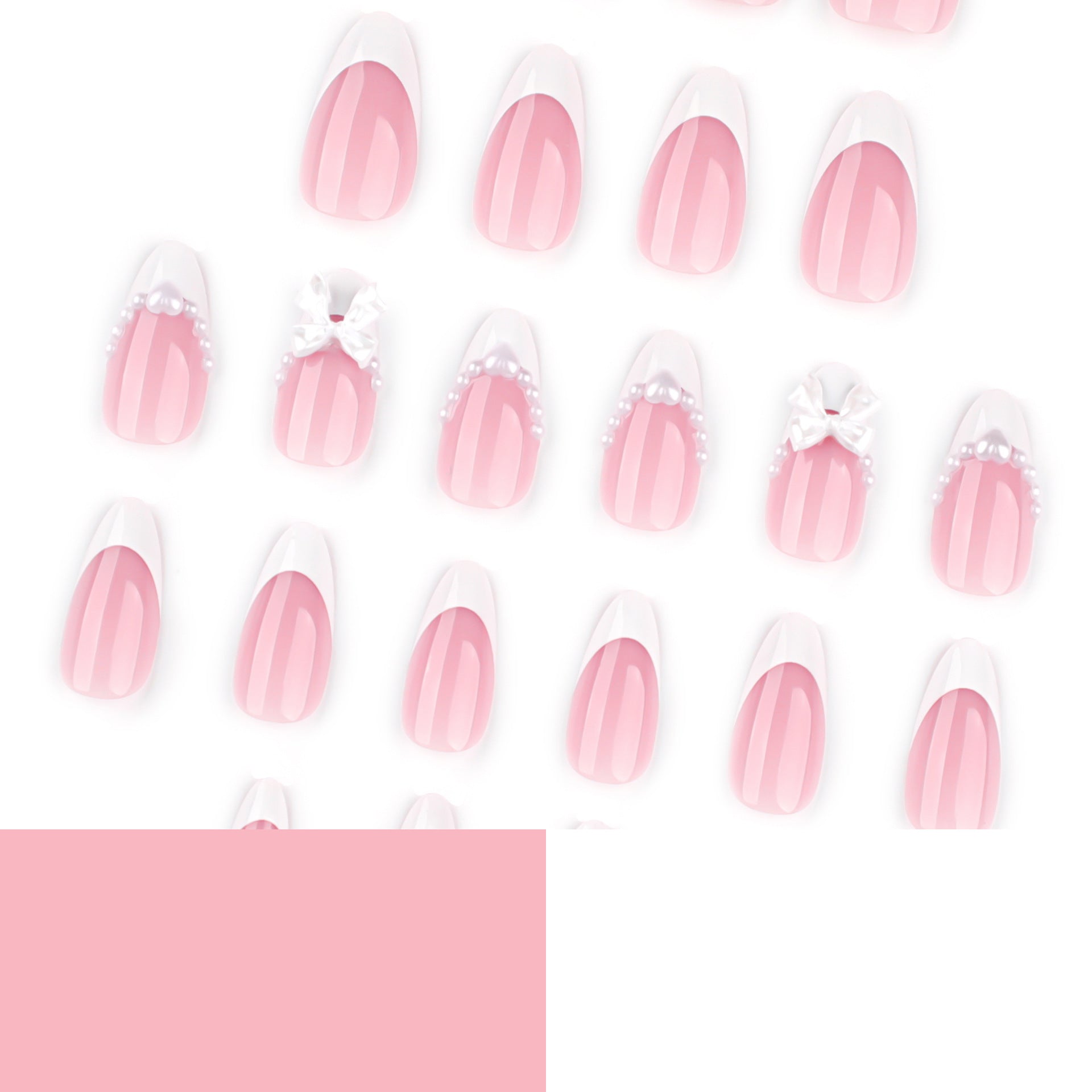 French Almond Pink Bow press-on nails
