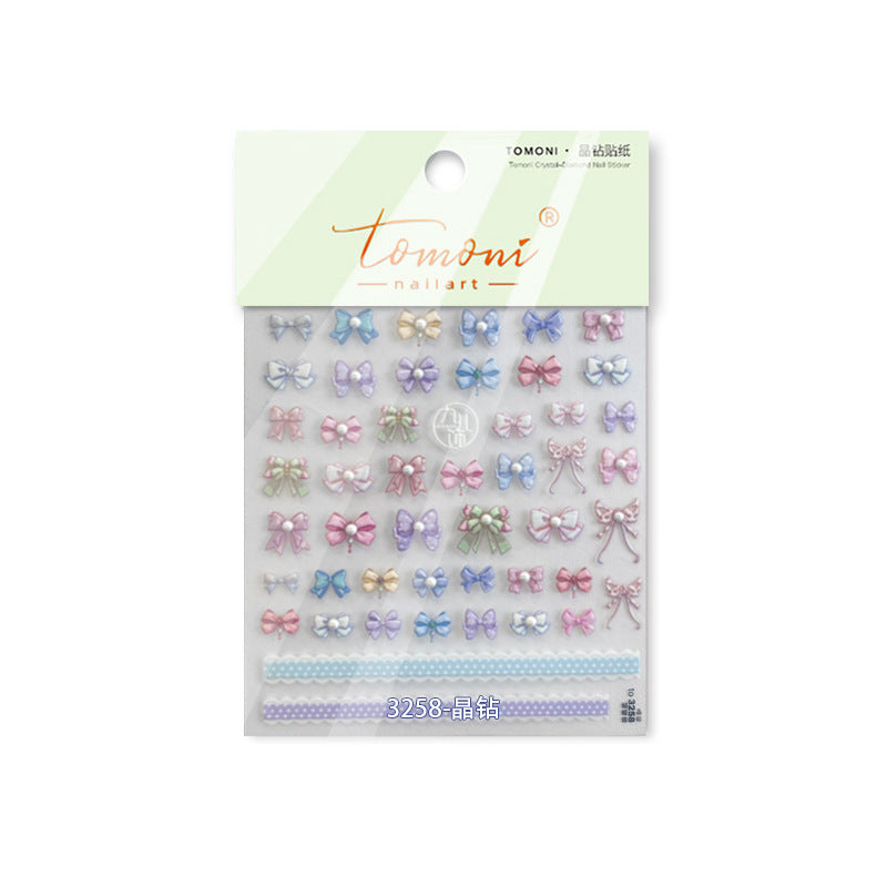 365nails: 빛나는 크리스탈 리본 네일 아트 스티커