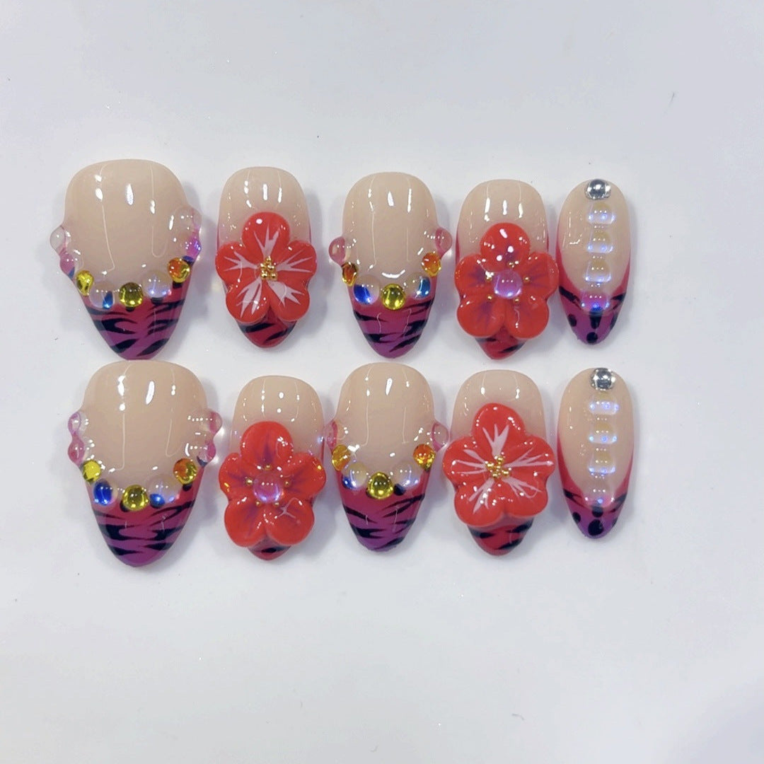 Tropic Fever: "Jungle Bloom" – Short Almond Press-On Nails