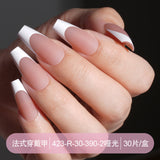 Press on nails French trapezoidal simple high-end sense 30 pieces box detachable fake nail finished pre-made manicure