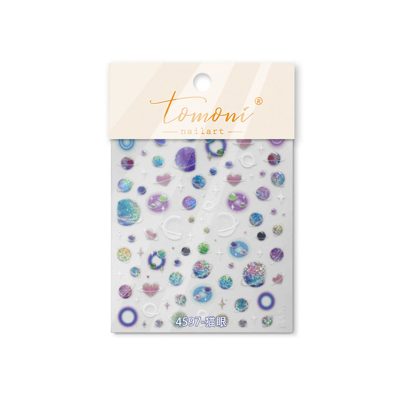 Cosmic Planet Collection: "Galaxy Cat Eye" – 3D Glitter Nail Sticker