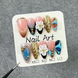 Spice Girls Almond Nail Three-dimensional Carved Blush Nail  Sweet and Pure Want to Wear Nail Pure Handmade Wholesale｜365nails