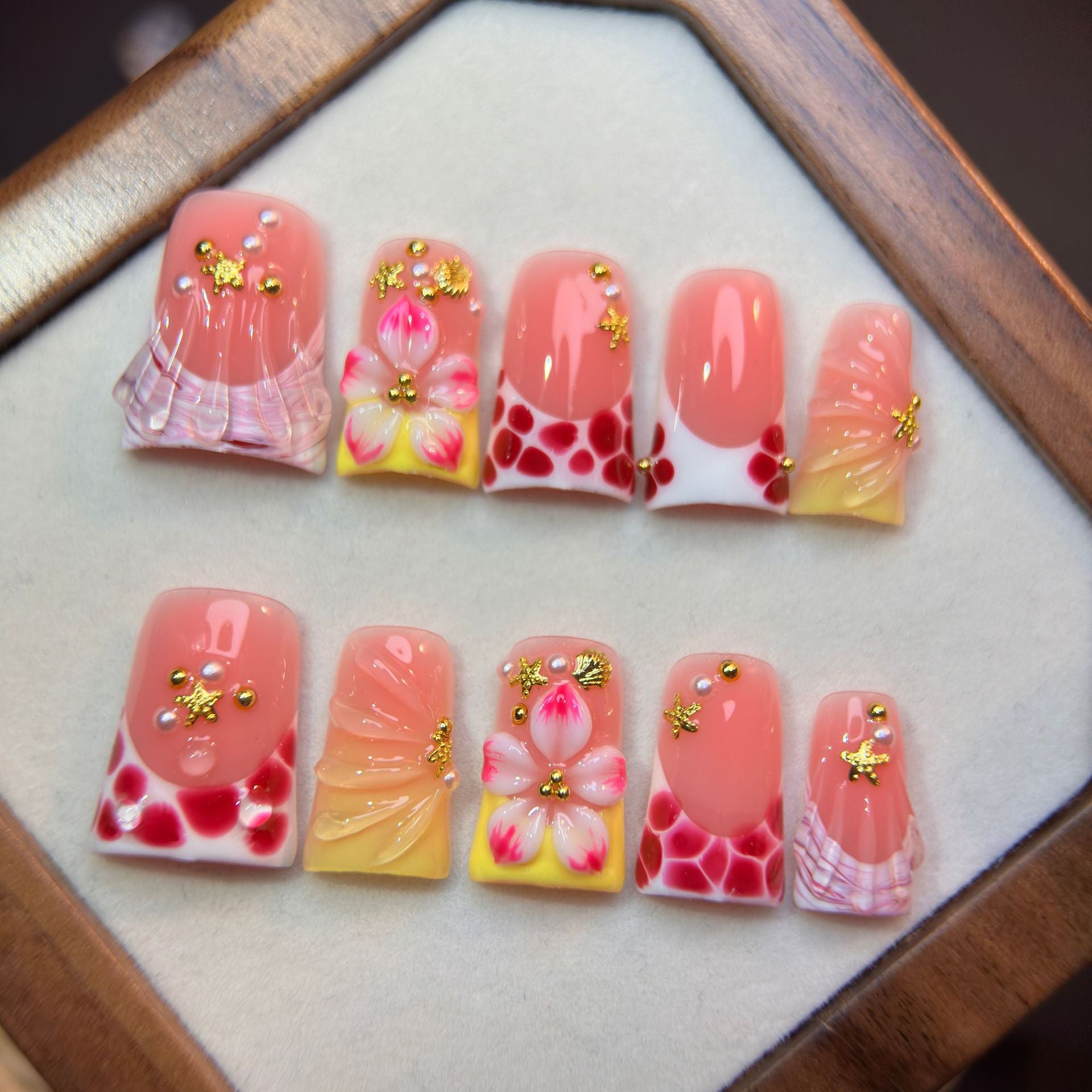 Autumn Blush Floral Duckbill Press On Nails