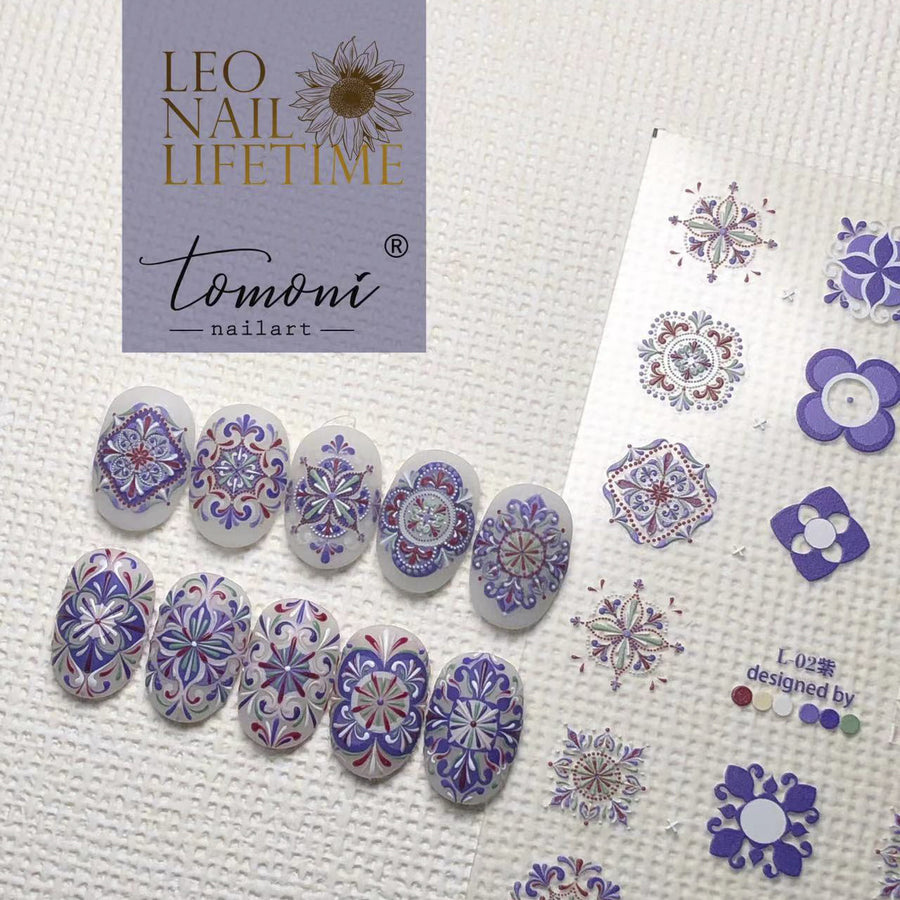 Boho Mandala: "Lilac Emboss" – 3D Relief Nail Sticker