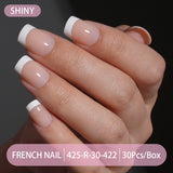 Press on nails French trapezoidal simple high-end sense 30 pieces box detachable fake nail finished pre-made manicure