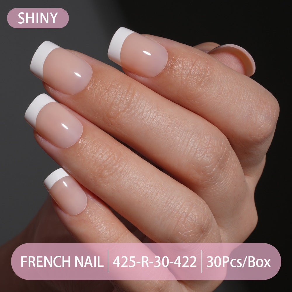 Press on nails French trapezoidal simple high-end sense 30 pieces box detachable fake nail finished pre-made manicure