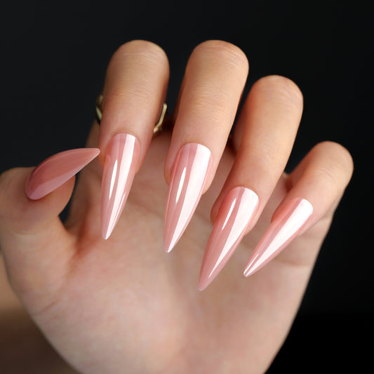 long pointed Press onable nail pads finished wholesale solid color pink simple manicure fake nail pads｜365nails