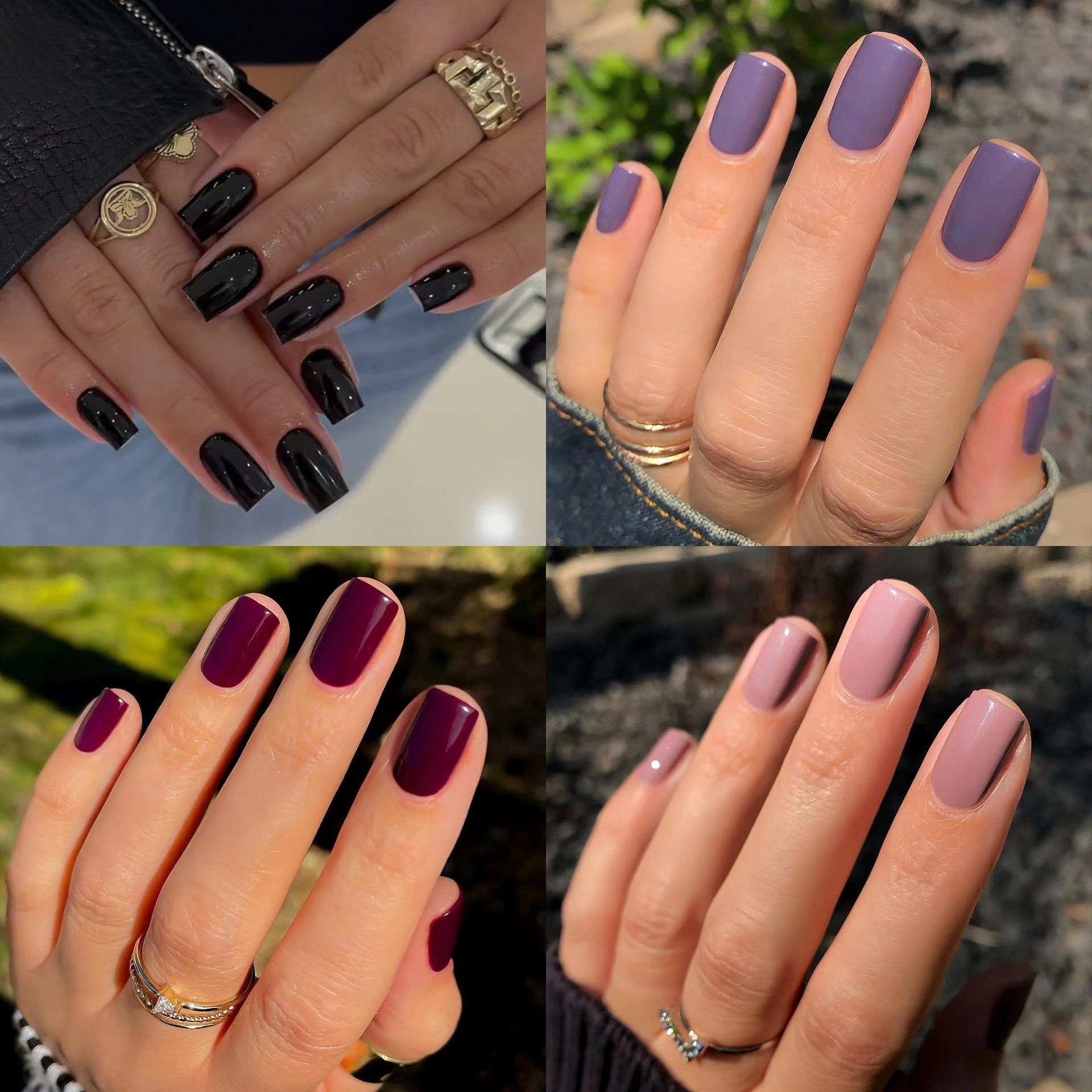 工廠直銷24片經典純色短款可穿戴可拆卸甲膜 批發｜365nails
