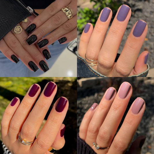 Factory direct sales of 24 pieces of manicure classic solid color wearable nail film short wearable removable nail film wholesale｜365nails