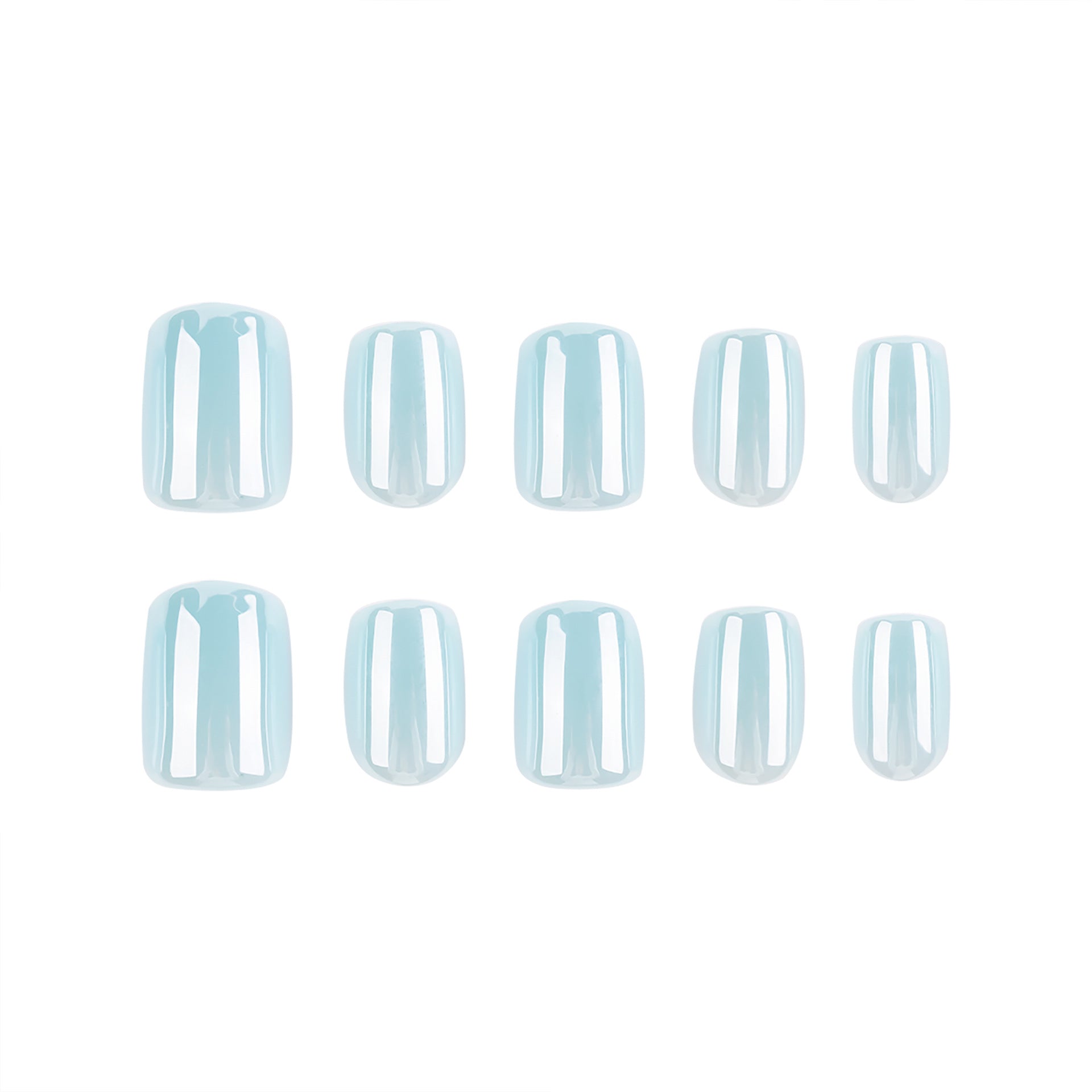 365nails: "Soft Sky Blue Short Square" – Glossy Solid Press-on Nails