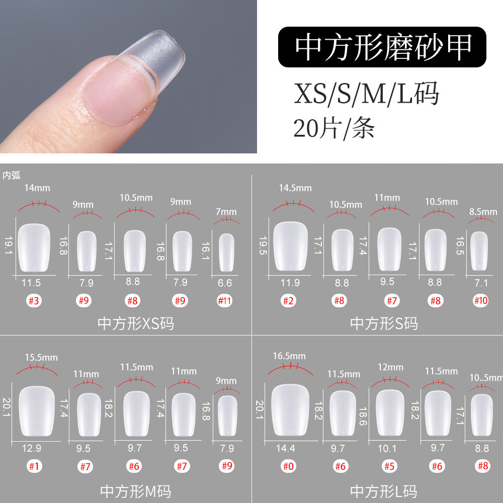 Nail Tips The new press on nails piece is divided into 20 pieces, the whole piece is seamless, and the short one is fully attached to the trapezoidal matte nail piece fake nail.
