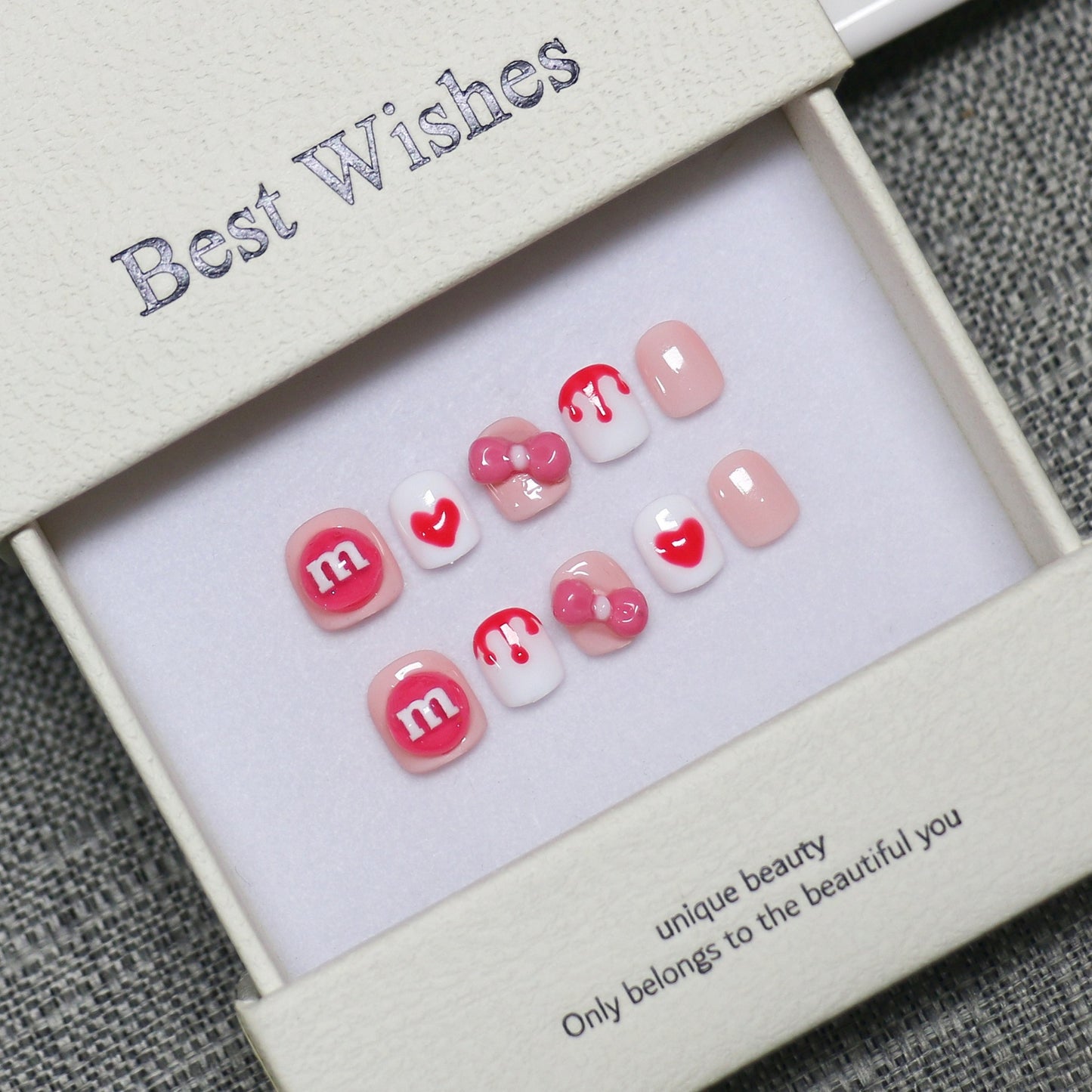 New handmade press-on nails cute cartoon fake nail flakes 3-12 years old